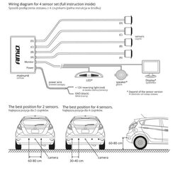 Parkošanās sensors komplekts, 4 Buzzer, melns, 18mm cena un informācija | Parkošanas sistēmas | 220.lv