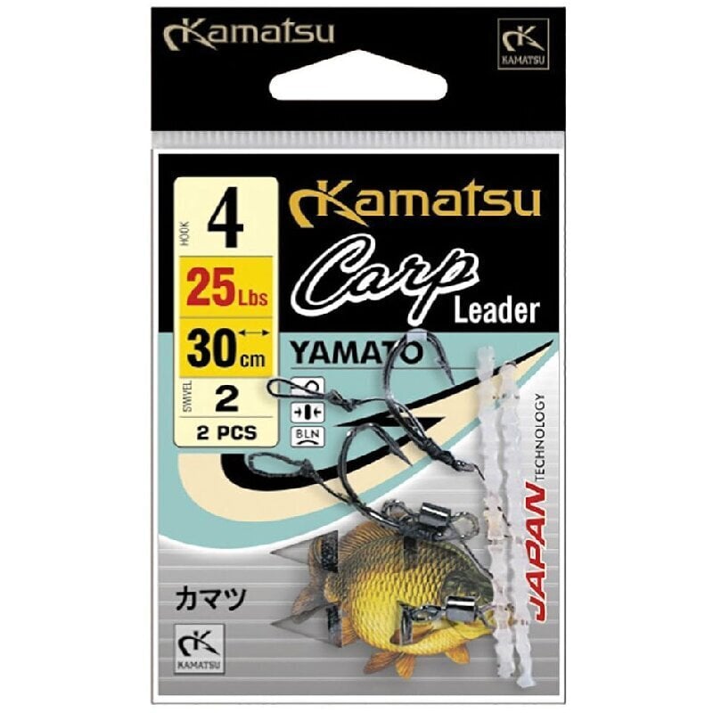 Āķi Ar siksnu KAMATSU Carp Leader Yamato 30cm Nr.4 цена и информация | Makšķerēšanas āķi | 220.lv