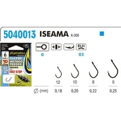 Āķi ar pavadu KAMATSU Iseama Method Feeder Fast 10cm Nr.12 cena un informācija | Makšķerēšanas āķi | 220.lv