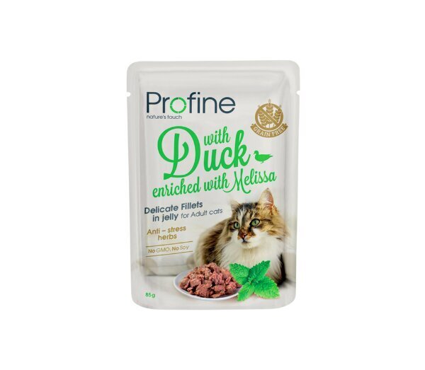 Profine Cat Pouch Duck in Jelly mitrā kaķu barība 85g цена и информация | Konservi kaķiem | 220.lv