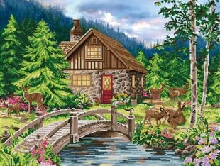 Dimantu mozaīka Old stone cottage 62x82 cm cena un informācija | Dimantu mozaīkas | 220.lv