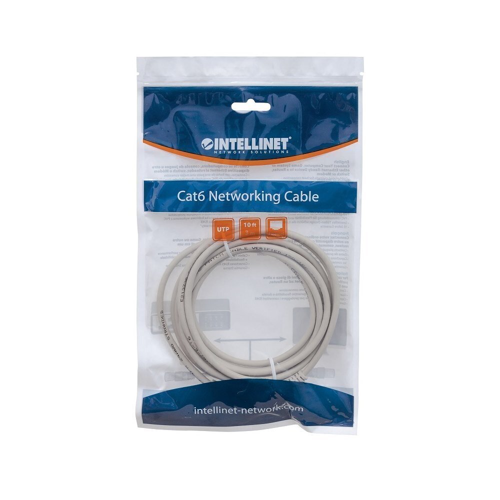 Tīkla kabelis Intellinet CAT6 UTP 3,0M pelēks, 100% varš цена и информация | Kabeļi un vadi | 220.lv