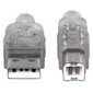 Kabelis Manhattan USB A-B M/M 1,8m USB2.0 Hi-Speed pelēks cena un informācija | Kabeļi un vadi | 220.lv