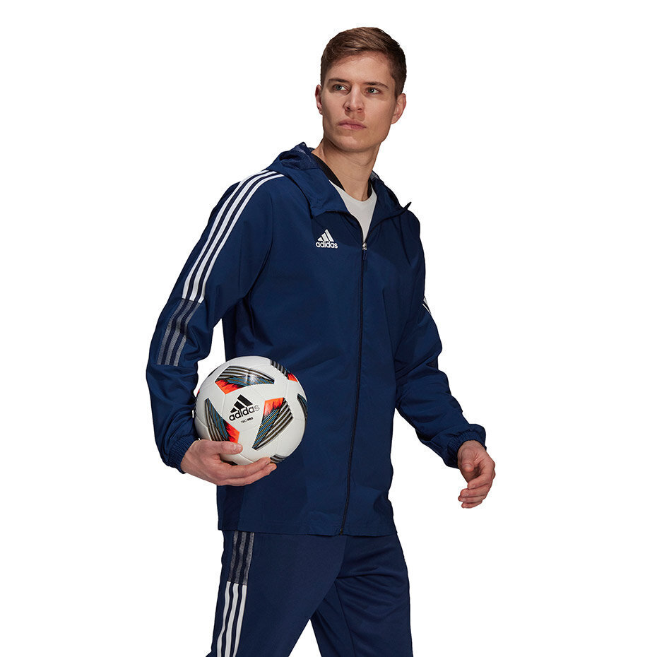 Vīriešu jaka Adidas Tiro 21 Windbreaker GP4962, tumši zila, L izmēra cena un informācija | Futbola formas un citas preces | 220.lv