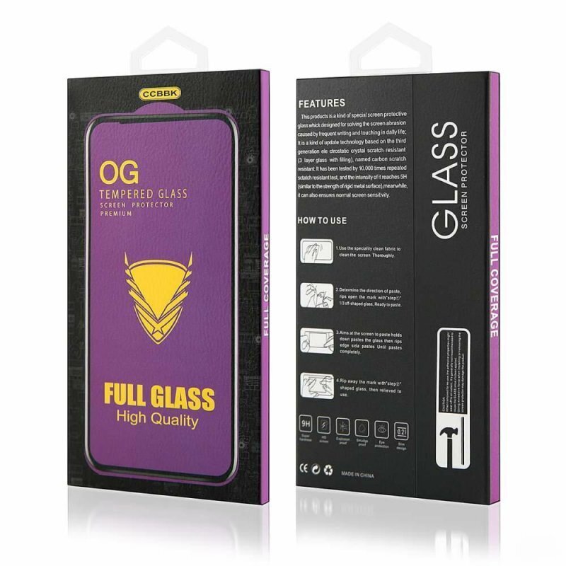 Goodbuy OG glass aizsargstikls pilnam ekrānam Samsung A202 Galaxy A20E melns cena un informācija | Ekrāna aizsargstikli | 220.lv
