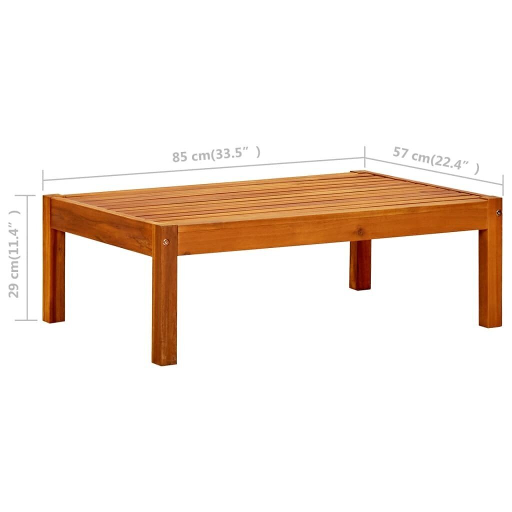 vidaXL dārza galds, 85x57x29 cm, akācijas masīvkoks cena un informācija | Dārza galdi | 220.lv
