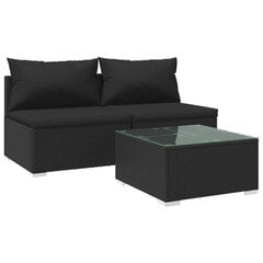 Садовый набор с подушками, 3 части, чёрный цена и информация | Комплекты уличной мебели | 220.lv