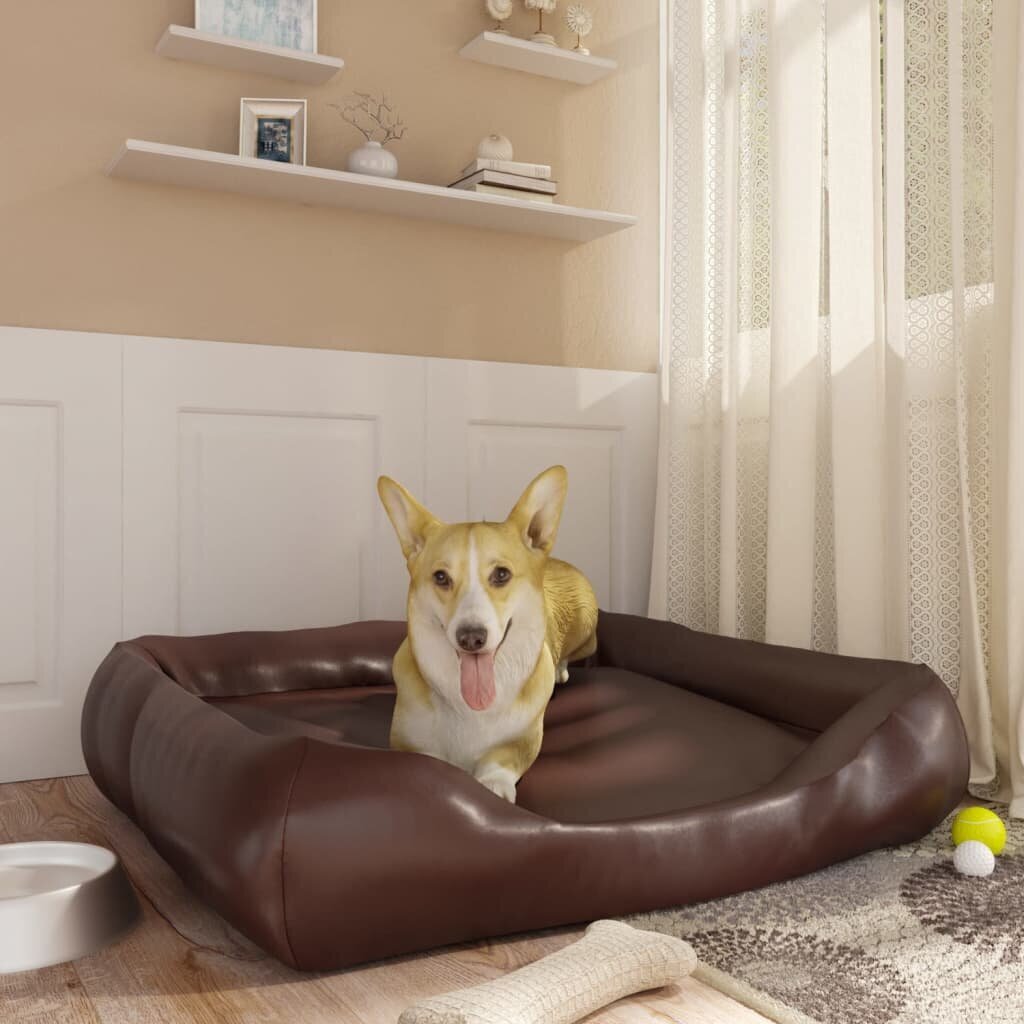 vidaXL suņu gulta, brūna, 80x68x23 cm, mākslīgā āda cena un informācija | Suņu gultas, spilveni, būdas | 220.lv