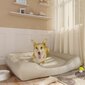 vidaXL suņu gulta, bēša, 105x80x25 cm, mākslīgā āda cena un informācija | Suņu gultas, spilveni, būdas | 220.lv