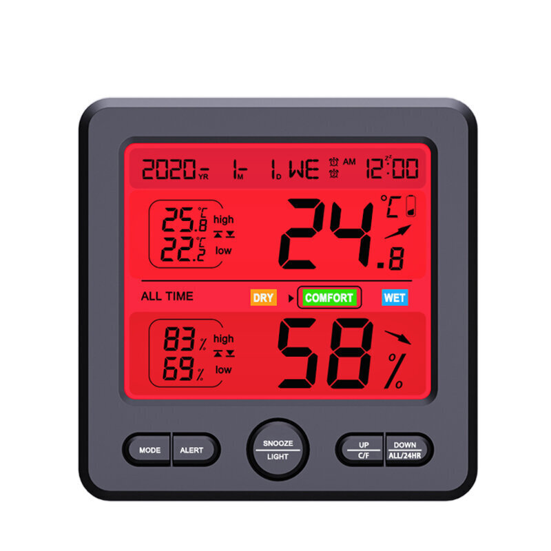 Iekštelpu digitālais termometrs higrometrs un modinātājs cena un informācija | Meteostacijas, āra termometri | 220.lv