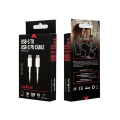 Maxlife MXUC-05 cable USB-C - USB-C 1,0 m 20W white цена и информация | Кабели для телефонов | 220.lv