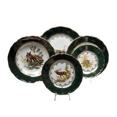 Queens crown šķīvis "Medības" zaļā krāsā Komplektā 3 gab. Diametrs 19 cm. cena un informācija | Trauki, šķīvji, pusdienu servīzes | 220.lv