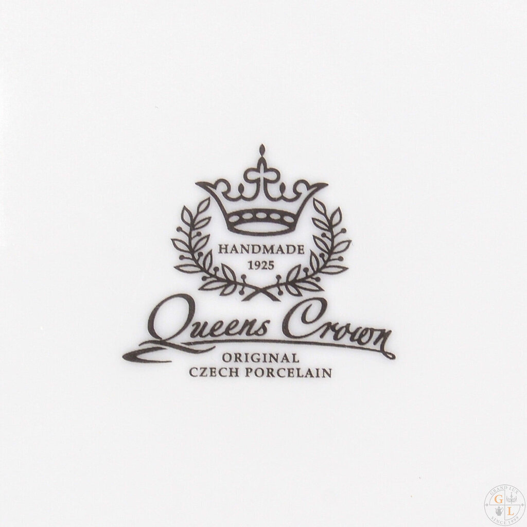 Queens Crown porcelāna olu servēšanas paplāte ar rokturi "Medības" (stirna) zaļā krāsā Diametrs 20 cm. cena un informācija | Trauki, šķīvji, pusdienu servīzes | 220.lv