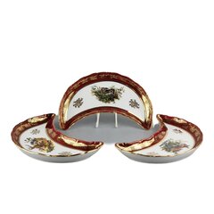 Queens Crown porcelāna servīzes trauks ar pusmēnesi, “Medības” (Zaķis) sarkanā krāsā Izmērs 21 x 14 cm. cena un informācija | Trauki, šķīvji, pusdienu servīzes | 220.lv