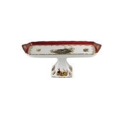 Queens Crown porcelāna servēšanas paplāte uz kājiņas, "Medības" (zaķis) sarkanā krāsā Izmērs 36x15 cm. cena un informācija | Trauki, šķīvji, pusdienu servīzes | 220.lv