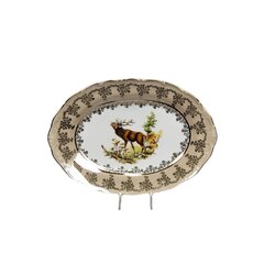 Queens Crown servēšanas šķīvis, Medības (briedis), bēšā krāsā Izmērs 32 cm. cena un informācija | Trauki, šķīvji, pusdienu servīzes | 220.lv