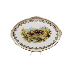 Queens Crown servēšanas šķīvis, Medības (briedis), bēšā krāsā Izmērs 36x26 cm. cena un informācija | Trauki, šķīvji, pusdienu servīzes | 220.lv
