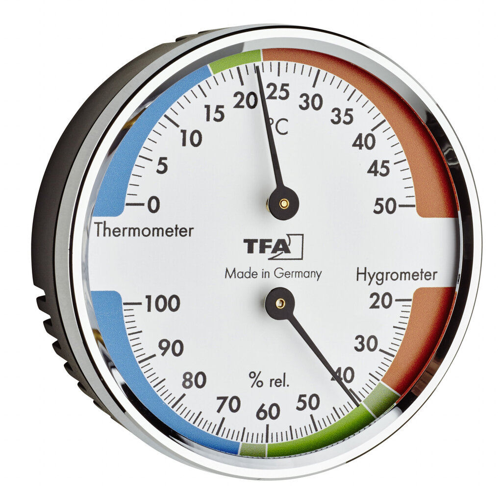 Termo-higrometrs ar metāla gredzenu TFA 45.2040.42 цена и информация | Meteostacijas, āra termometri | 220.lv