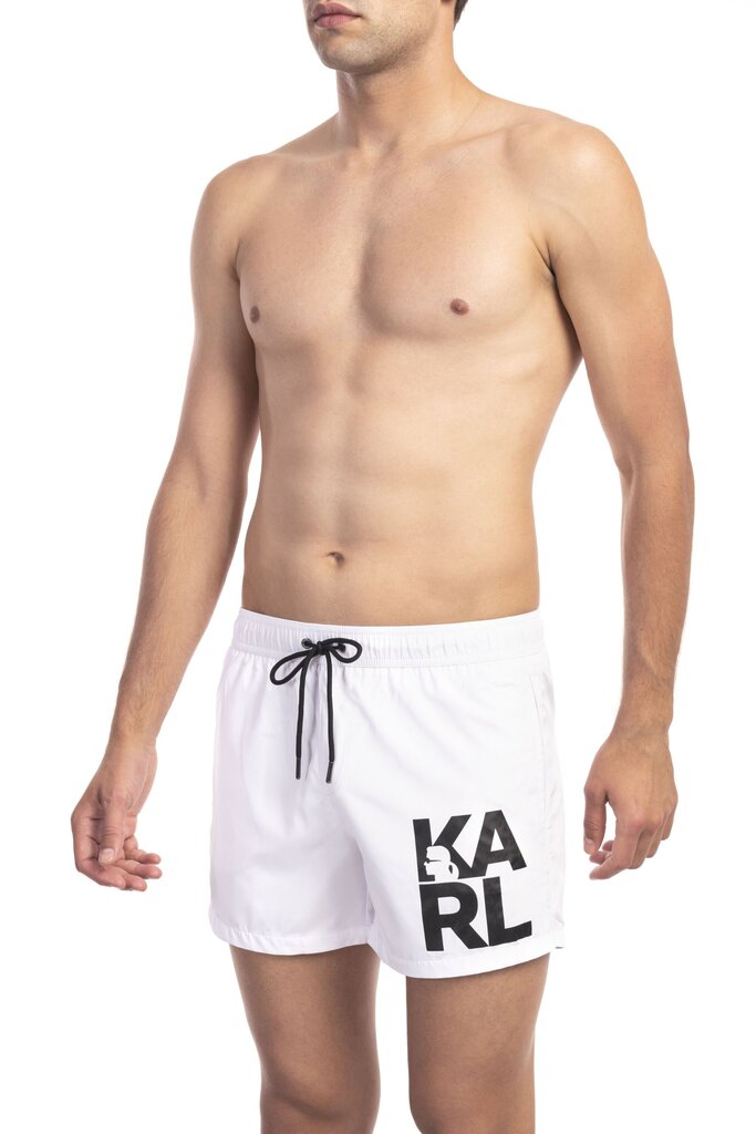 KARL LAGERFELD Pludmales šorti SHORT BOARDSHORT WHITE XL cena un informācija | Peldšorti, peldbikses | 220.lv