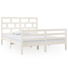 vidaXL gultas rāmis, balts, masīvkoks, 150x200 cm, 5FT цена и информация | Кровати | 220.lv