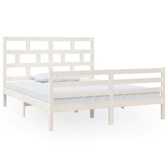 vidaXL gultas rāmis, balts, masīvkoks, 160x200 cm цена и информация | Кровати | 220.lv