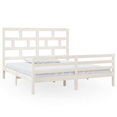 vidaXL gultas rāmis, balts masīvkoks, 180x200 cm, 6FT cena un informācija | Gultas | 220.lv