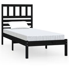 vidaXL gultas rāmis, melns, priedes masīvkoks, 90x190 cm, vienvietīgs цена и информация | Кровати | 220.lv
