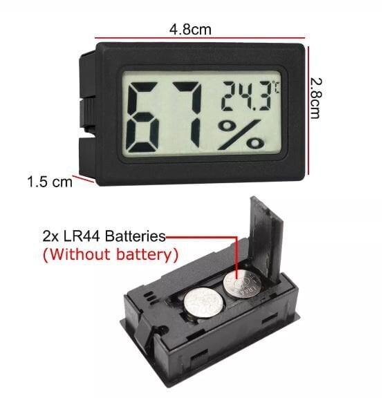 MINI digitālais termometrs higrometrs melns cena un informācija | Meteostacijas, āra termometri | 220.lv
