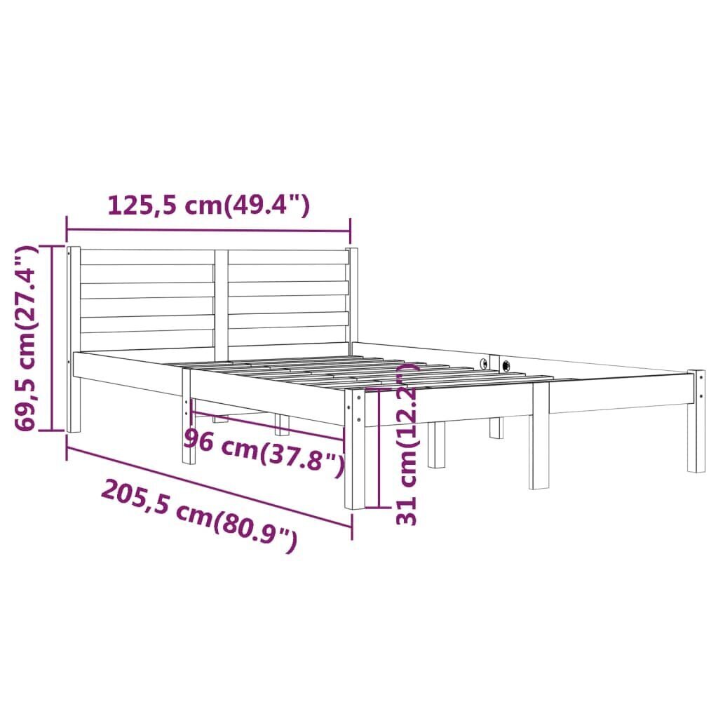 810425 vidaXL Bed Frame Solid Wood Pine 120x200 cm cena un informācija | Gultas | 220.lv