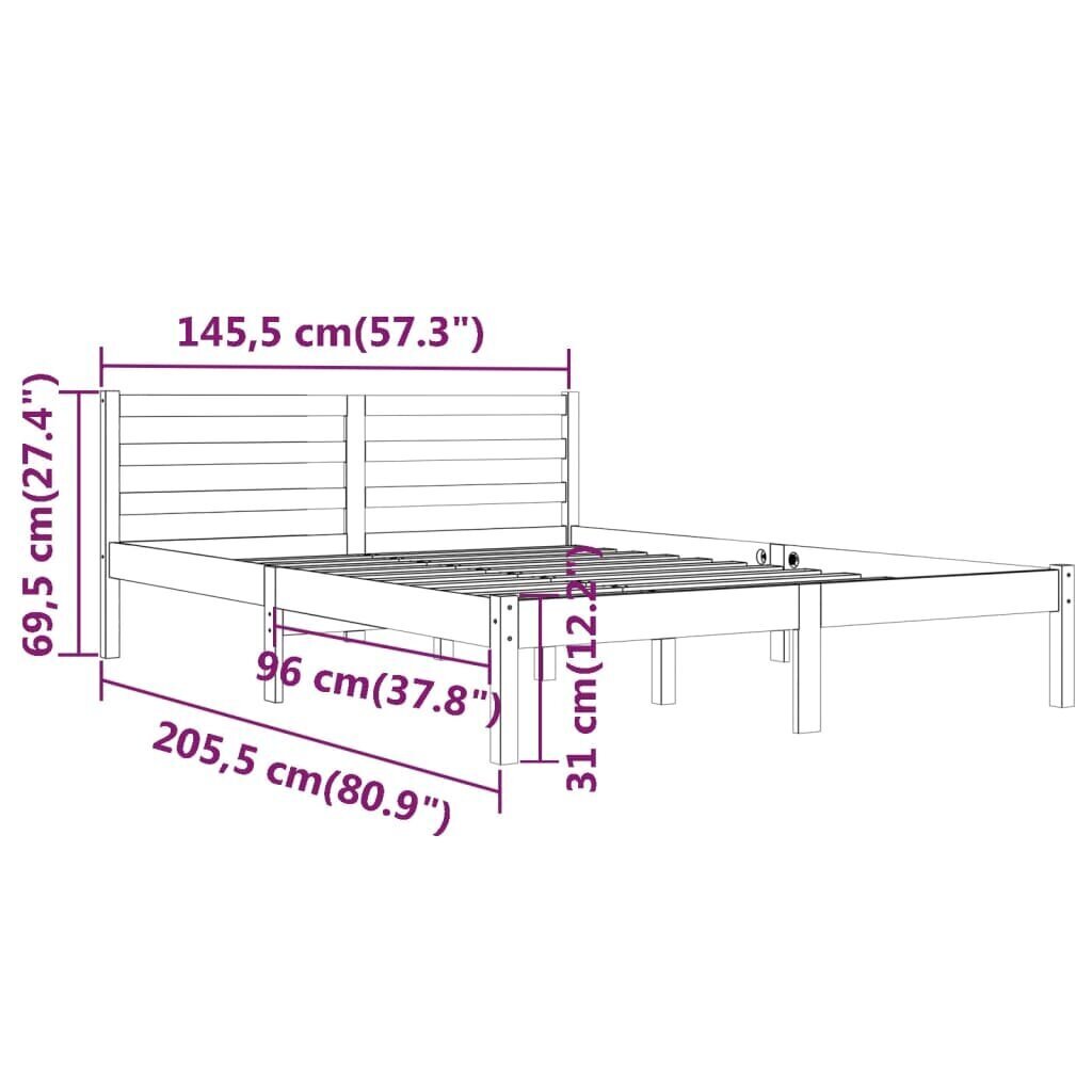810430 vidaXL Bed Frame Solid Wood Pine 140x200 cm cena un informācija | Gultas | 220.lv