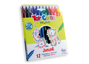 Flomasteri ToyColor 12 krāsu superwashable Junior cena un informācija | Modelēšanas un zīmēšanas piederumi | 220.lv