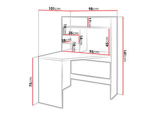 Stūra galds HATTERIA-balts cena un informācija | Datorgaldi, rakstāmgaldi, biroja galdi | 220.lv