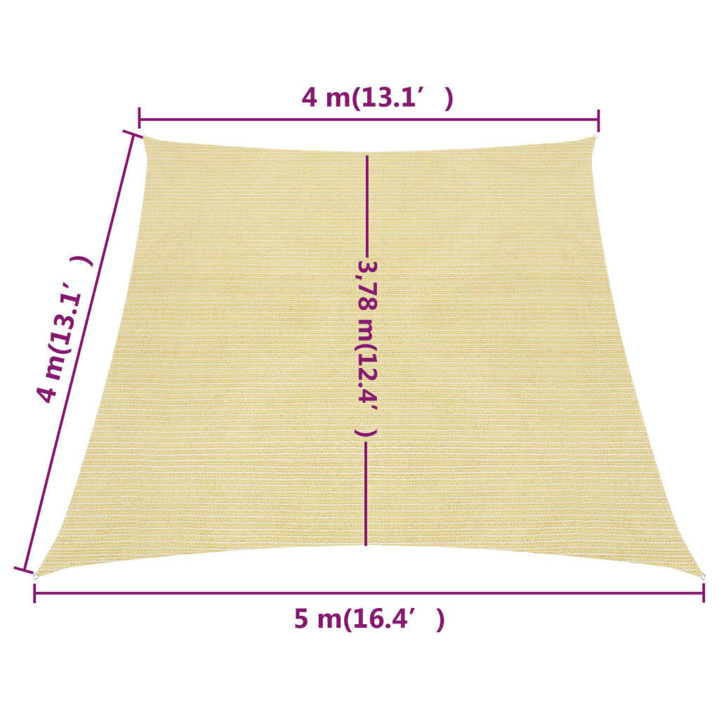 vidaXL saulessargs, 160 g/m², bēšs, 4/5x4 m, HDPE cena un informācija | Saulessargi, markīzes un statīvi | 220.lv