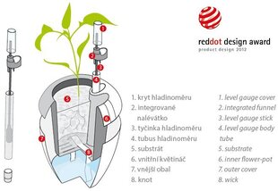 Dekoratīvs puķu pods Calimera, automātiskā laistīšana, 50x53, balts-zaļš cena un informācija | Balkona kastes | 220.lv