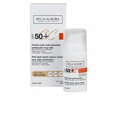 Krēms pret brūniem pleķiem Bella Aurora CC Cream Spf 50+ Gaismas signāls (30 ml) cena un informācija | Sejas krēmi | 220.lv