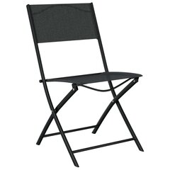 VidaXL saliekami dārza krēsli, 4 gab., melni, tērauds un tekstilēns cena un informācija | Dārza krēsli | 220.lv