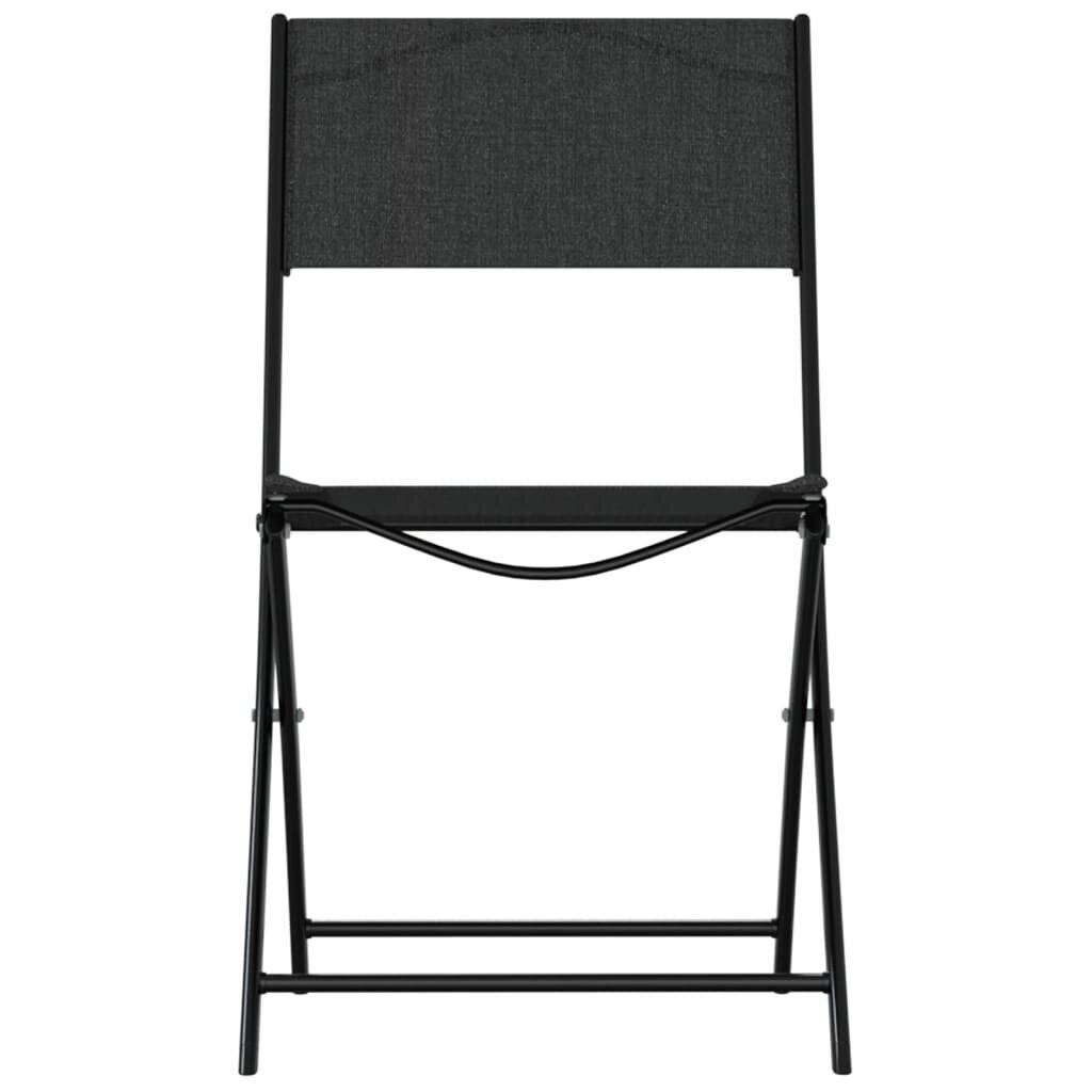 VidaXL saliekami dārza krēsli, 4 gab., melni, tērauds un tekstilēns цена и информация | Dārza krēsli | 220.lv