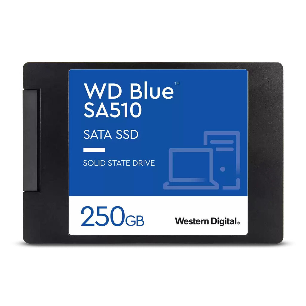 SSD|WESTERN DIGITAL|Blue SA510|250GB|SATA 3.0|Rakstīšanas ātrums 440 MB/sec|Lasīšanas ātrums 555 MB/sec|2,5"|TBW 100 TB|MTBF 1750000 stundas|WDS250G3B цена и информация | Iekšējie cietie diski (HDD, SSD, Hybrid) | 220.lv