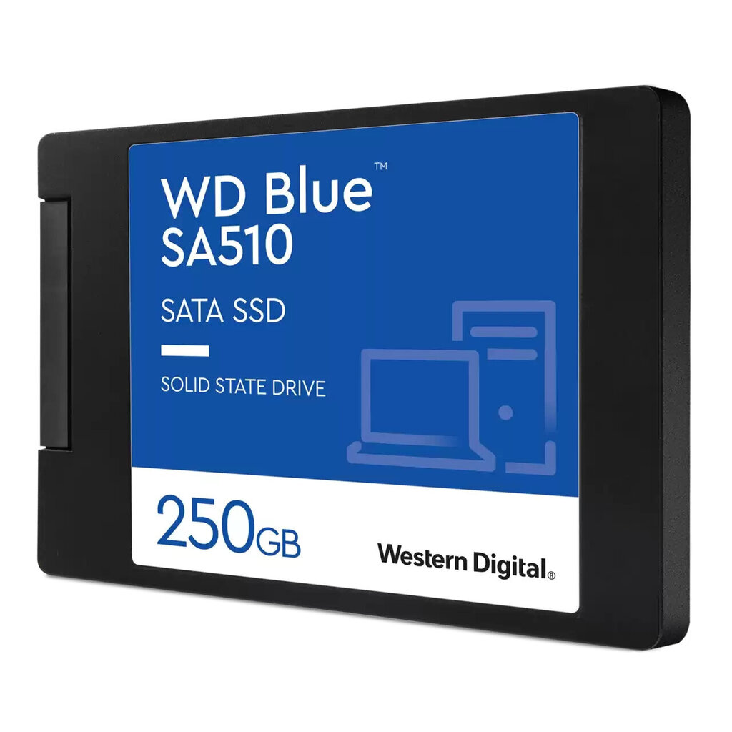 SSD|WESTERN DIGITAL|Blue SA510|250GB|SATA 3.0|Rakstīšanas ātrums 440 MB/sec|Lasīšanas ātrums 555 MB/sec|2,5"|TBW 100 TB|MTBF 1750000 stundas|WDS250G3B cena un informācija | Iekšējie cietie diski (HDD, SSD, Hybrid) | 220.lv