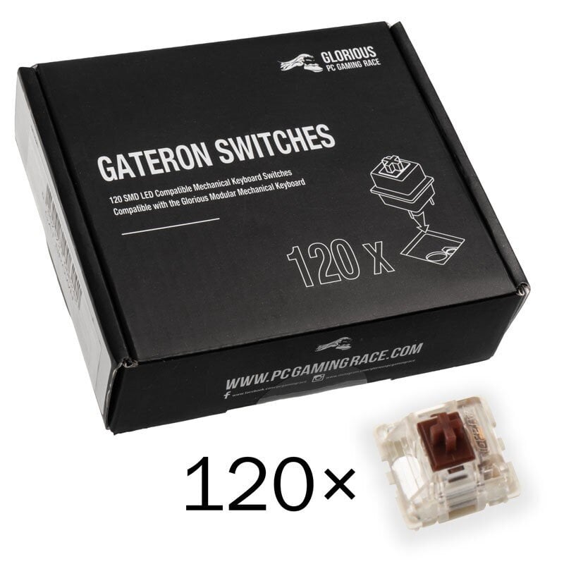 Glorious PC Gaming Race Gateron Brown Tactile & Soft 120 vnt. цена и информация | Klaviatūras | 220.lv