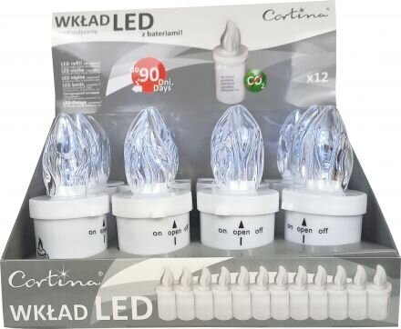 LED sveces kapiem, baltas, 12 gab. cena un informācija | Kapu sveces | 220.lv