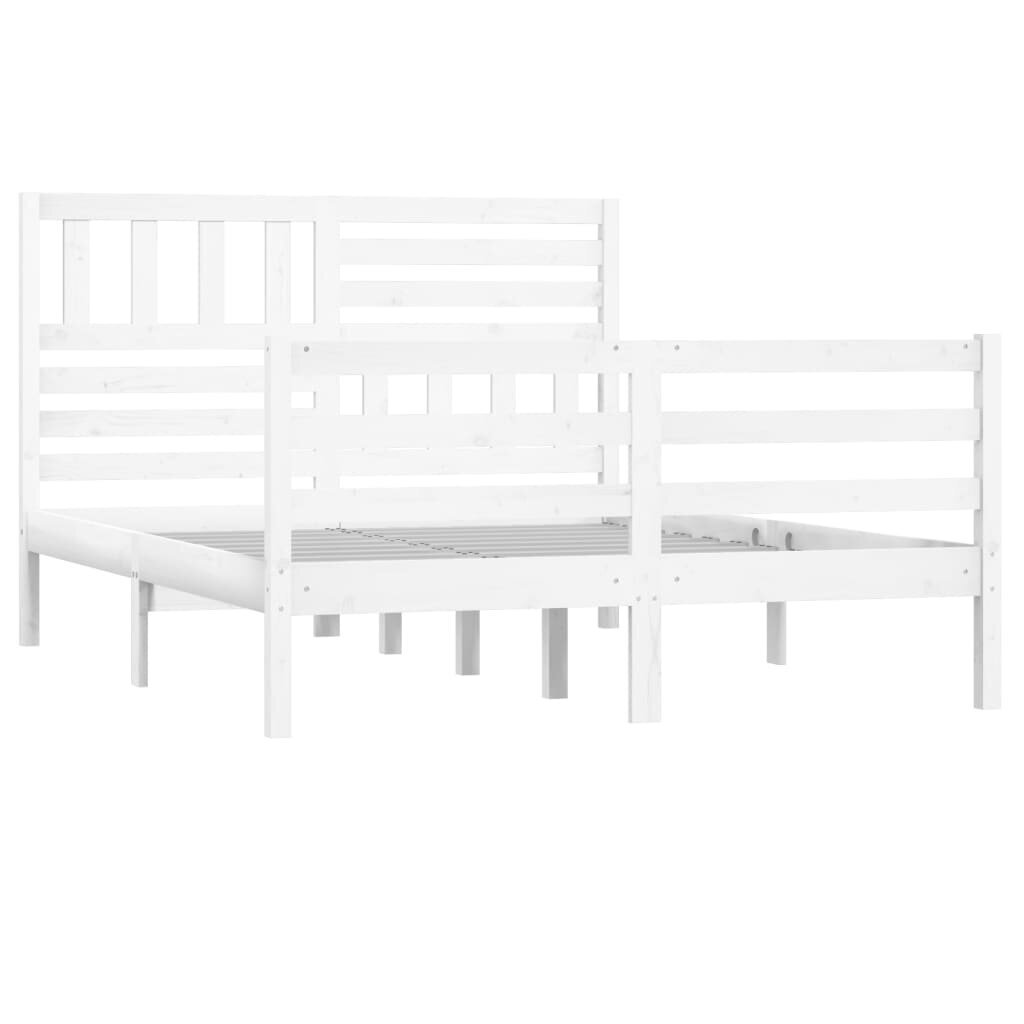 vidaXL gultas rāmis, balts, masīvkoks, 120x190 cm, 4FT, divvietīgs цена и информация | Gultas | 220.lv