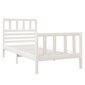 vidaXL gultas rāmis, balts, masīvkoks, 75x190 cm, vienvietīgs cena un informācija | Gultas | 220.lv