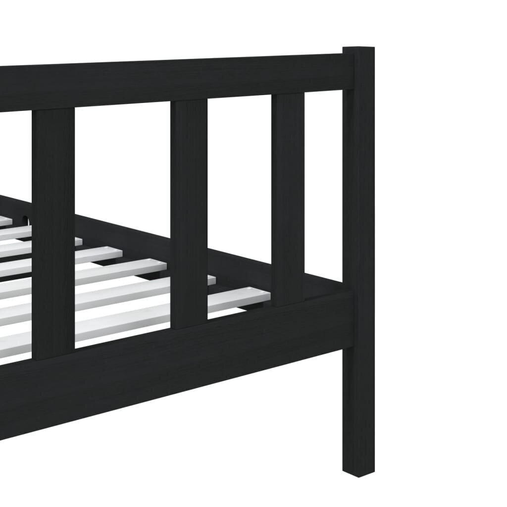 vidaXL gultas rāmis, melns, masīvkoks, 75x190 cm, vienvietīgs cena un informācija | Gultas | 220.lv