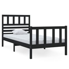 vidaXL gultas rāmis, melns, masīvkoks, 75x190 cm, vienvietīgs цена и информация | Кровати | 220.lv