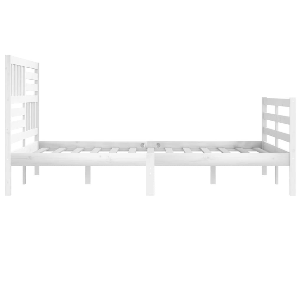 vidaXL gultas rāmis, balts masīvkoks, 180x200 cm, 6FT, liels izmērs cena un informācija | Gultas | 220.lv