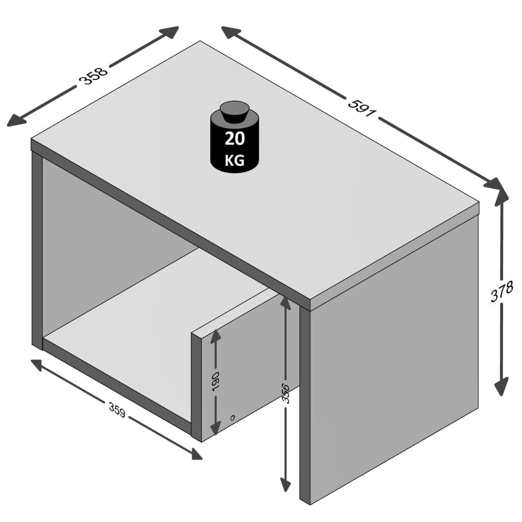 FMD kafijas galdiņš, 2-vienā, 59,1x35,8x37,8 cm, balts cena un informācija | Žurnālgaldiņi | 220.lv