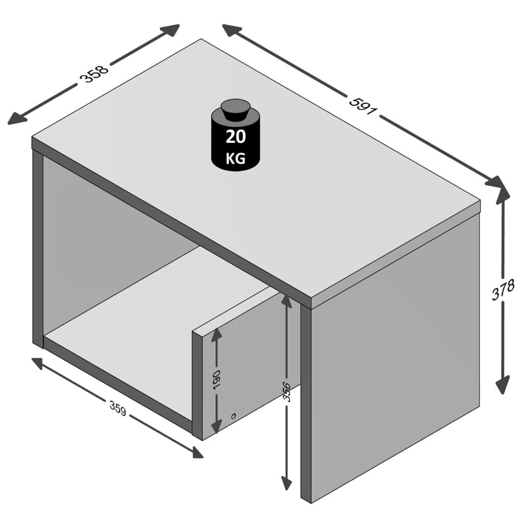 FMD kafijas galdiņš, 2-vienā, 59,1x35,8x37,8 cm, ozolkoka krāsa cena un informācija | Žurnālgaldiņi | 220.lv