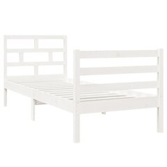 vidaXL gultas rāmis, balts, masīvkoks, 75x190 cm, 2FT6, vienvietīgs цена и информация | Кровати | 220.lv