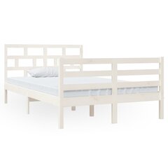 vidaXL gultas rāmis, balts, masīvkoks, 120x190 cm, 4FT, divvietīgs cena un informācija | Gultas | 220.lv